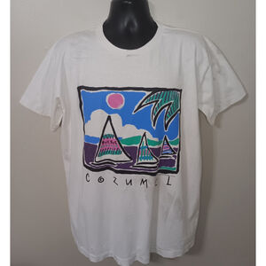 Vintage 80s Cozumel Adult XL T-shirt Single Stitch Tee 1989 Bye-Bye Distressed
